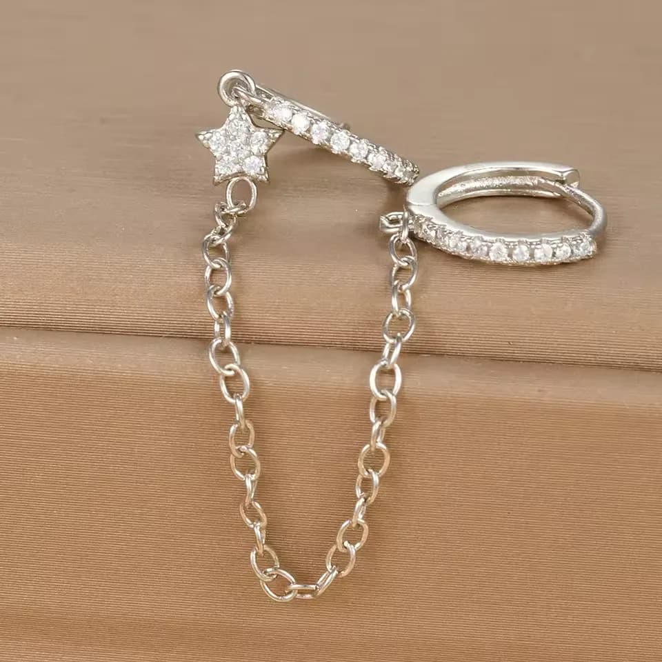 Pendientes de estrellas colgantes con cadena, StellaChain