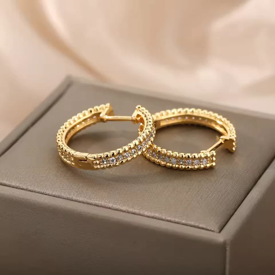 Celestia Round Zircon Crystal Hoop Earrings