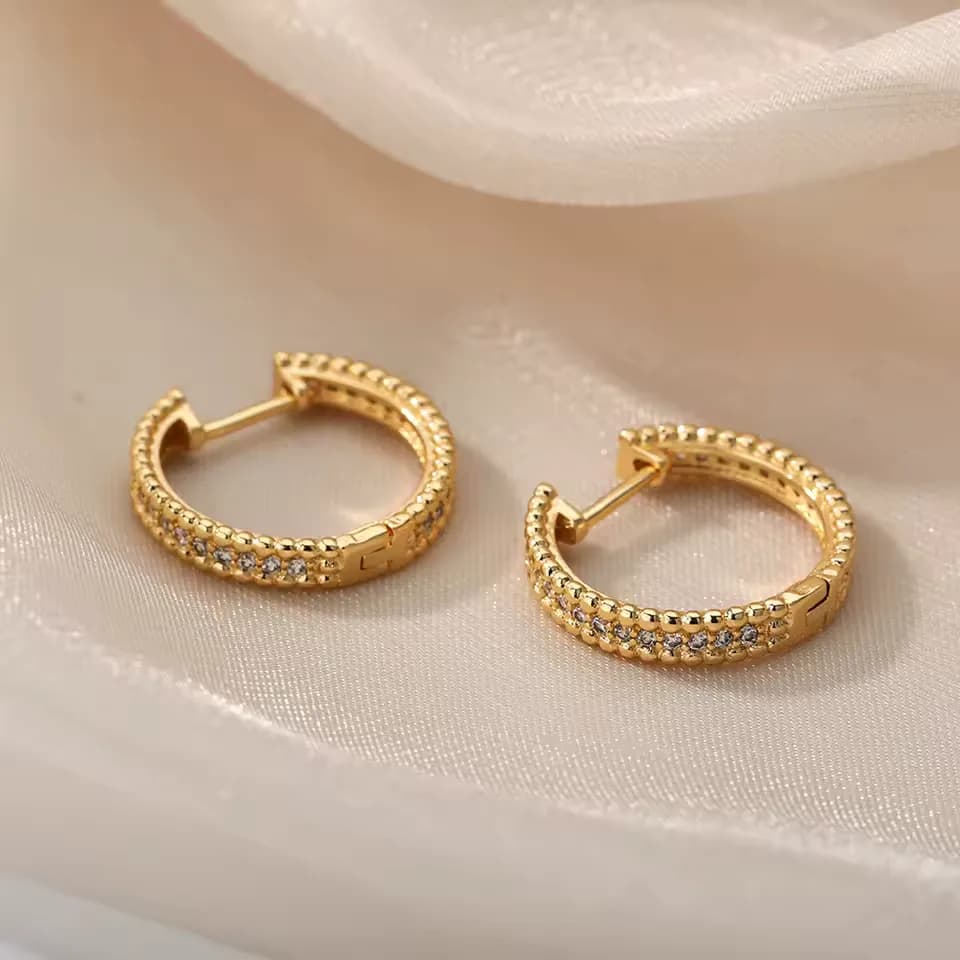 Celestia Round Zircon Crystal Hoop Earrings