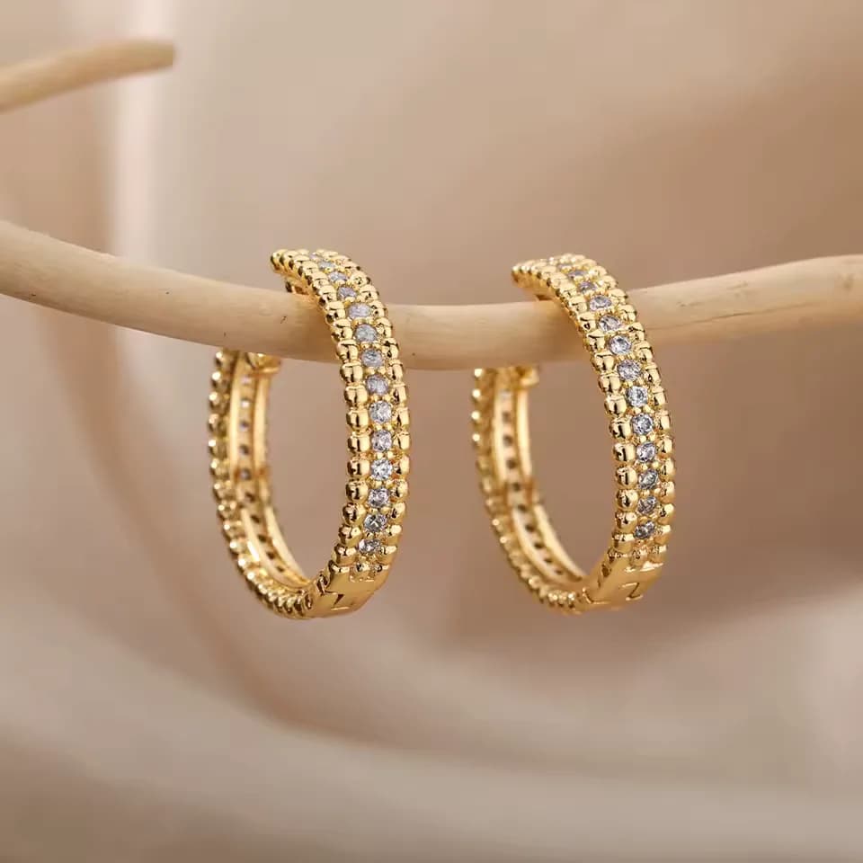 Celestia Round Zircon Crystal Hoop Earrings