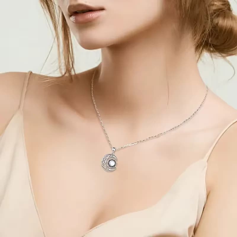 LunaSol Vintage Moon and Sun Pendant Necklace