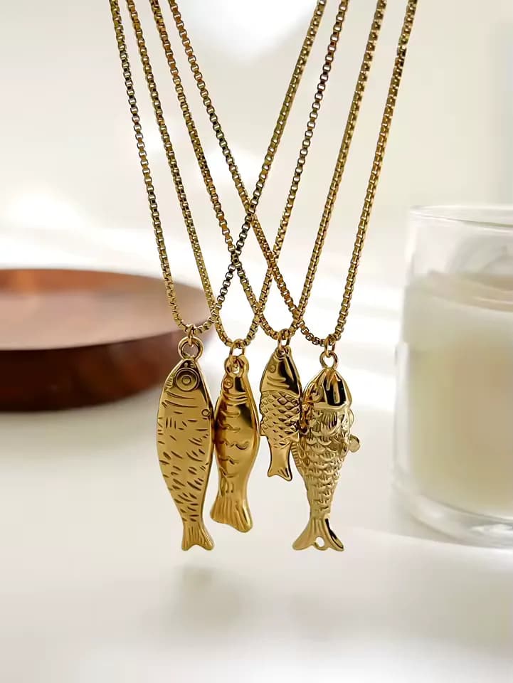 AquaPisces Gold Plated Fish Pendant Necklace