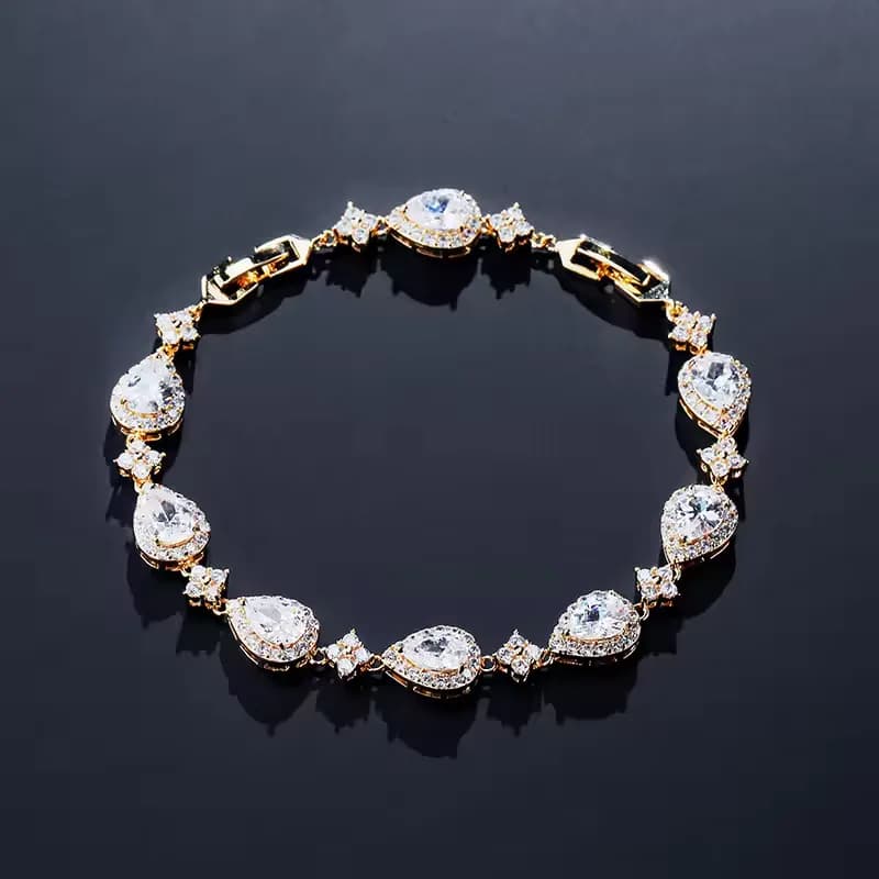 Crystal Drop Elegance CZ Wedding Bracelet