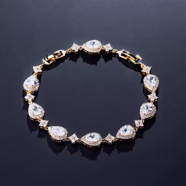 Crystal Drop Elegance CZ Wedding Bracelet - Image 2
