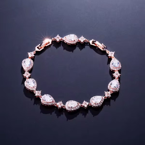 Crystal Drop Elegance CZ Wedding Bracelet - Image 5