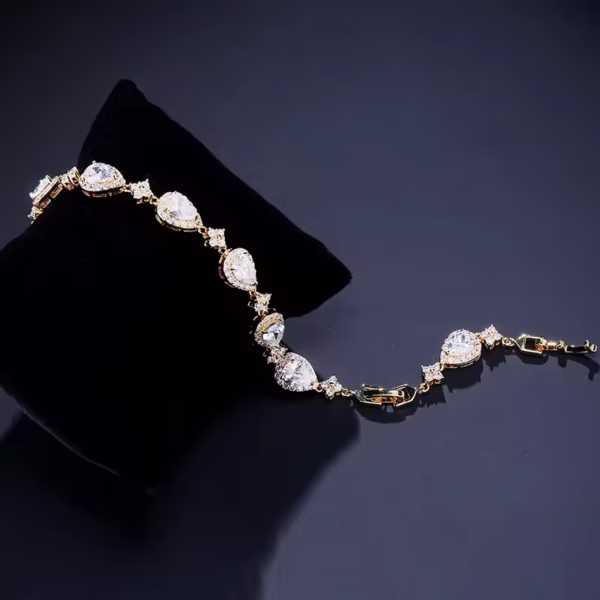 Crystal Drop Elegance CZ Wedding Bracelet - Image 4
