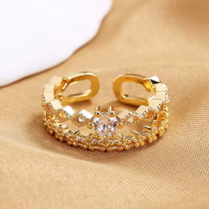 925 Sterling Silver Lace Flower CZ Adjustable Ring – Elegant Jewelry