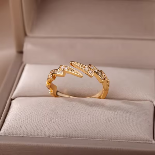 Vintage Zircon Open Ring – Elegant Adjustable Stainless Steel Jewelry