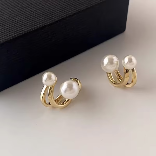 Pearla Vintage Irregular Pearl Earrings - Image 3