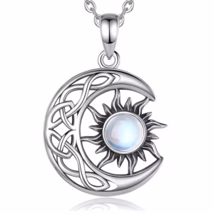 Vintage moon and sun pendant necklace LunaSol