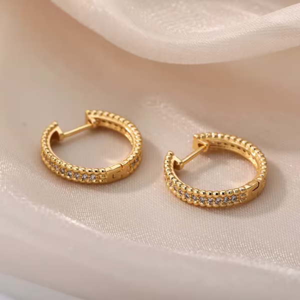 Celestia Round Zircon Crystal Hoop Earrings - Image 2