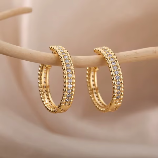 Celestia Round Zircon Crystal Hoop Earrings - Image 5