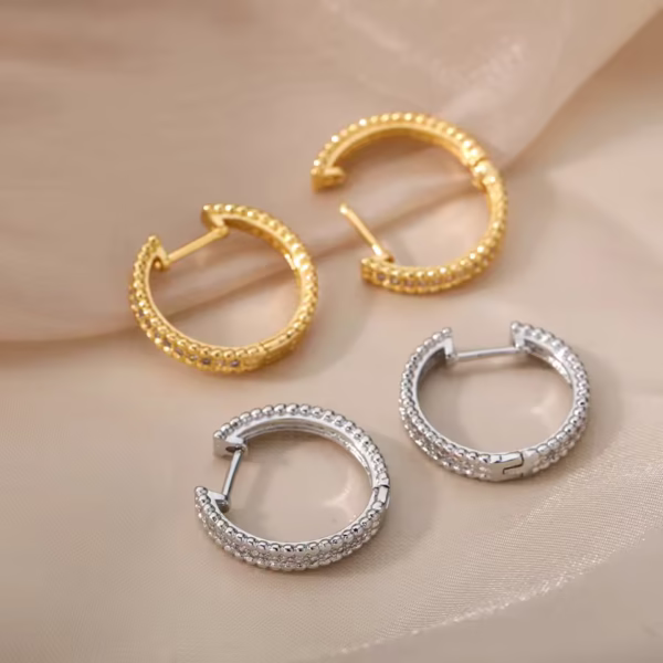 Celestia Round Zircon Crystal Hoop Earrings - Image 4