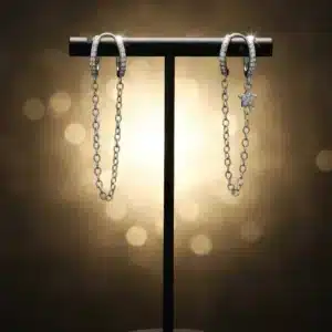 Dazzling MyJewelryCorner star chain earrings – handcrafted stainless steel jewelry for a modern sparkle.
